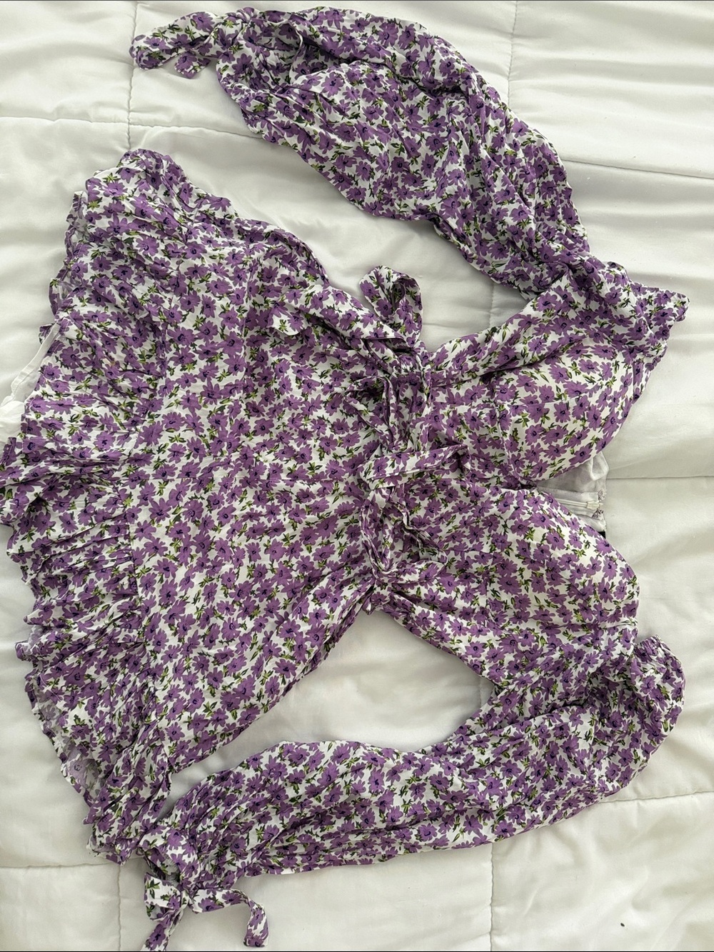 Purple Floral Tie- romper